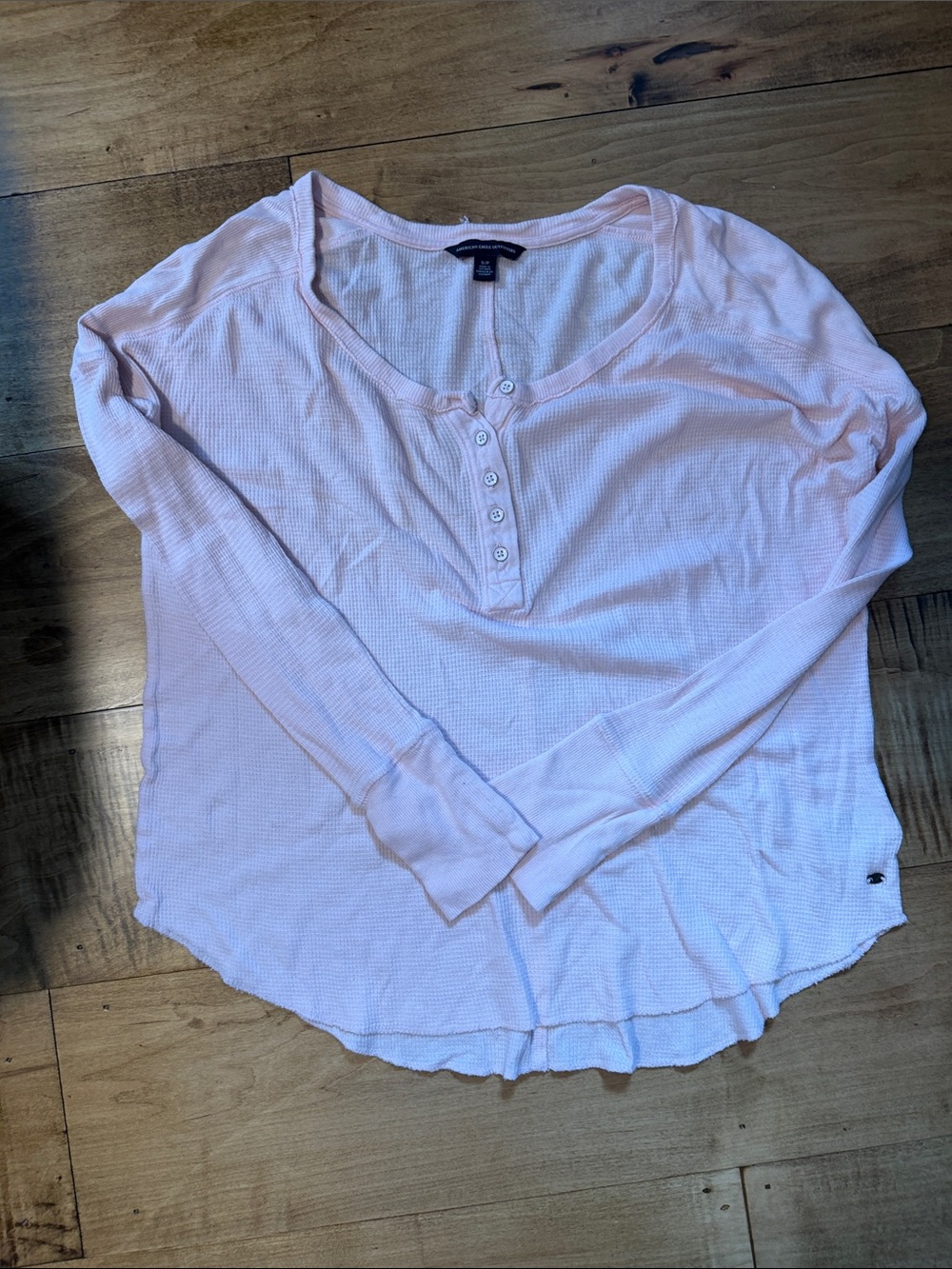 American Eagle Outfitters Light Pink Long-Sleeve Henley